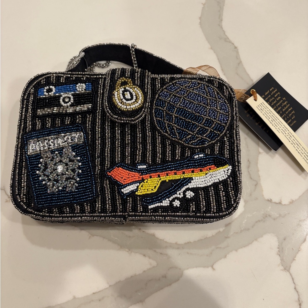 Made in India Black Travel/Passport Beaded Bag